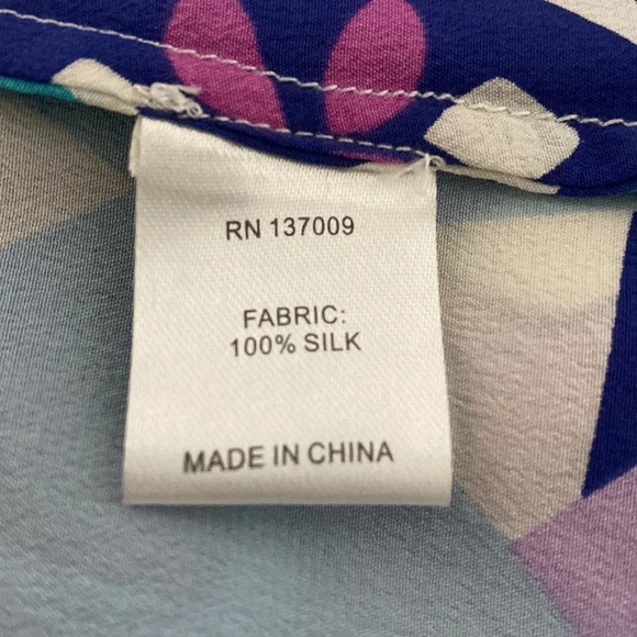Annie Griffin Multicolor Silk Blouse Size M - Picture 8 of 8